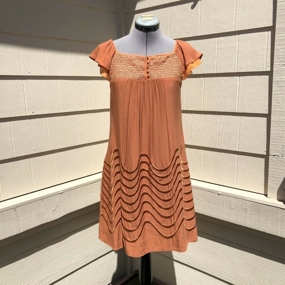 Shulami Ruffle Cap Sleeve Embroidered Lace Dress